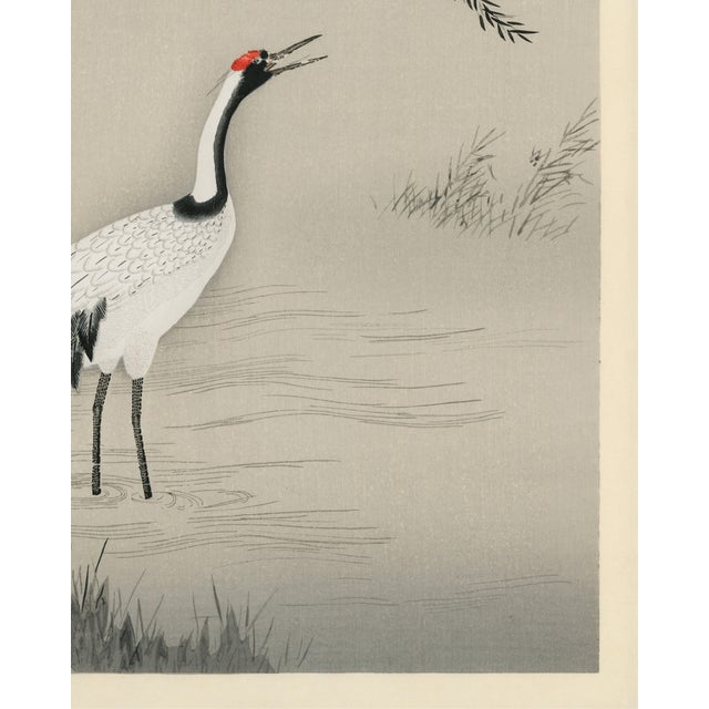 Japanese Crane in Marsh, Vintage Art Print Reproduction, 16″ × 20″ For Sale In Buffalo - Image 6 of 7