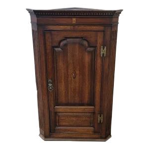 Antique Hanging Cabinet English Arts & Crafts Oak 1890s Corner Cabinet