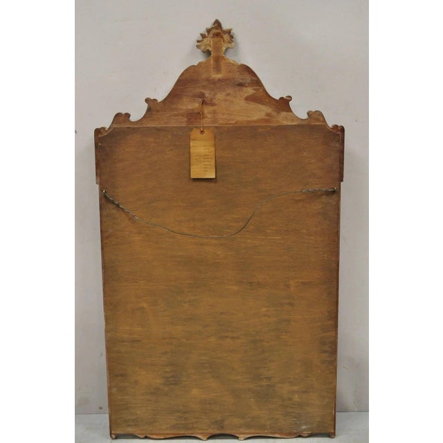 Vintage French Country Provincial Louis XV Style Carved Wood Urn Wall Mirror For Sale - Image 9 of 12