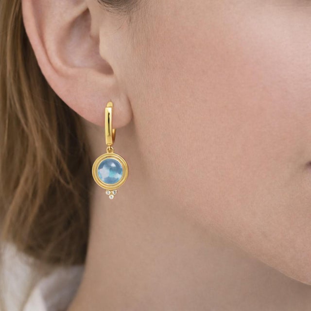 Not Yet Made - Made To Order Vintage Inspired Blue Topaz and Colorless Topaz Drop Earrings Silver, Gold, A Pair For Sale - Image 5 of 6