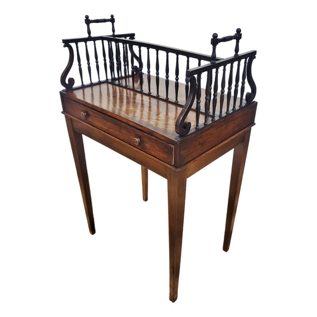 Antique English Regency Style Lyre Form Rosewood & Ebony Music Side Table For Sale