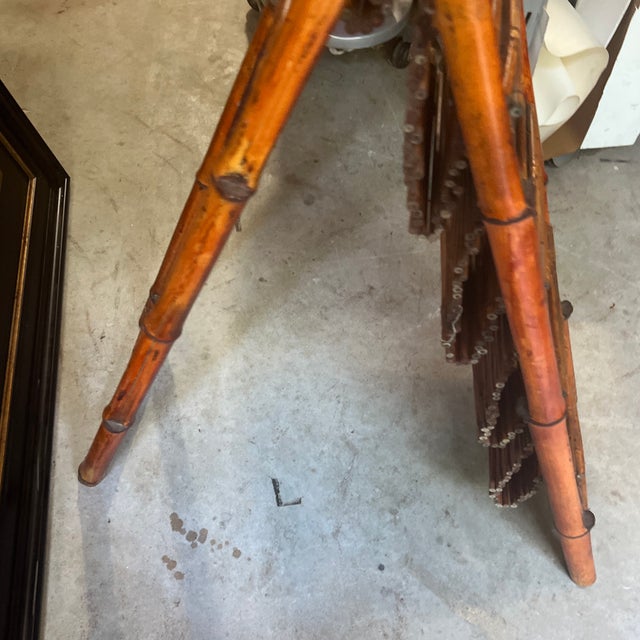 Wood Vintage Standing Bamboo Magazine Rack For Sale - Image 7 of 11