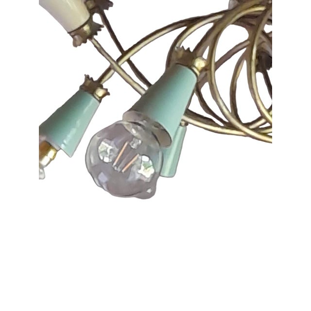 Brass 16-Light Chandelier with Colored Metal Lamp Holder, 1950s For Sale - Image 16 of 18