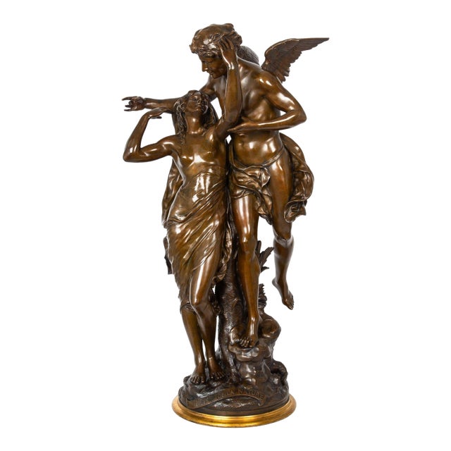 French Antique Bronze Sculpture “Awakening of Nature” by Emile Picault For Sale