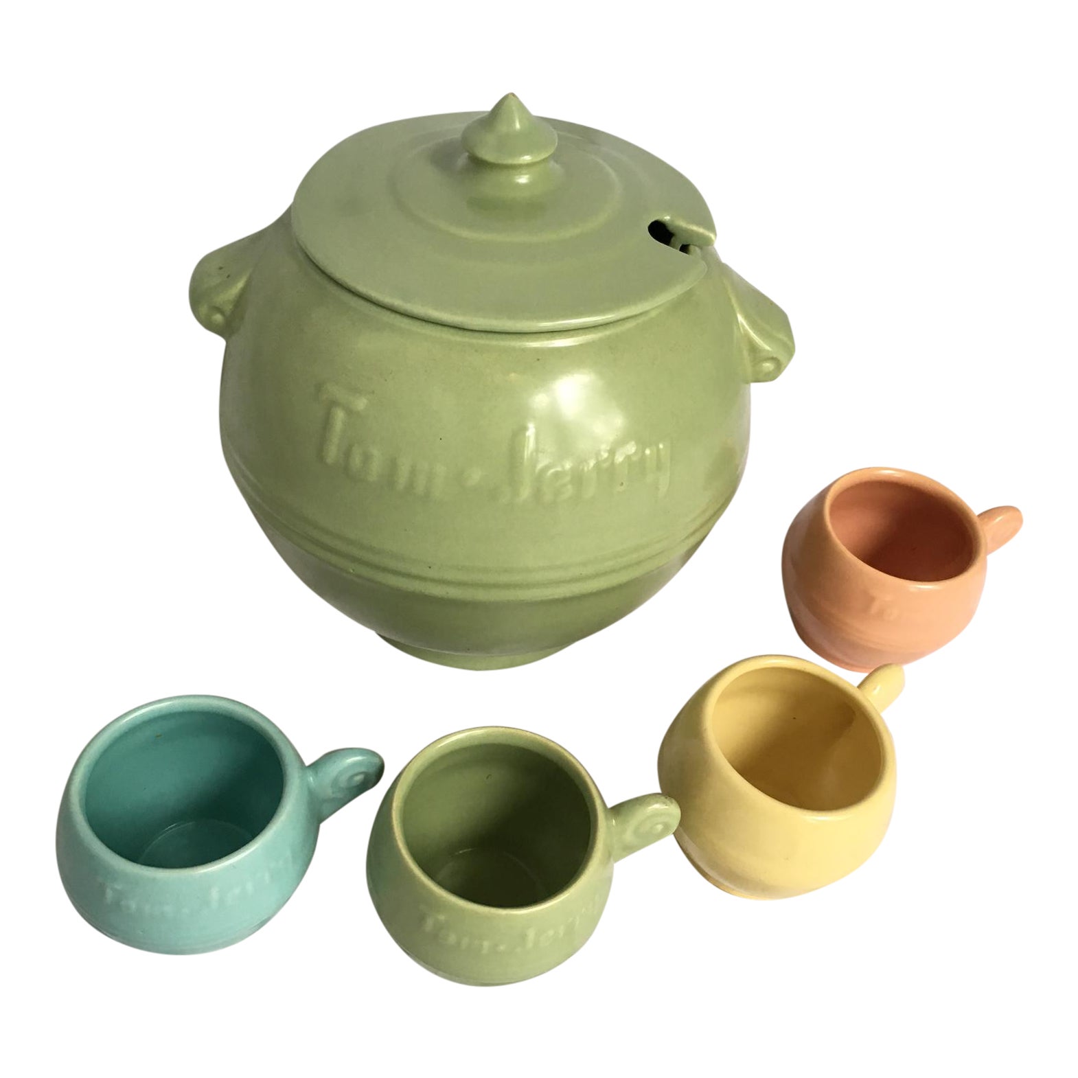 Tom & Jerry California Pottery Punch Bowl & Cups Set of 5 Holiday