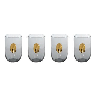 Ambrosi Tumbler with Gold Accent, Gray, Set of 4 For Sale