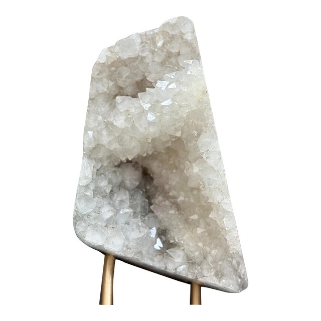 Large White Quartz Sculptural Specimen on Custom Metal Stand For Sale