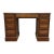 Sligh Lowry Solid Pine Early American Country Style 46" Double Pedestal Writing Desk W. Tooled Leather Top For Sale