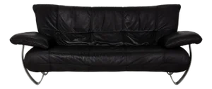 Black Leather 2-Seater Sofa from Musterring