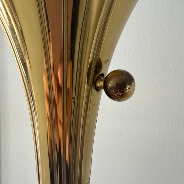 1970s Hollywood Regency Stiffel Solid Brass Tulip Torchiere Floor Lamp For Sale In Jacksonville, FL - Image 6 of 10