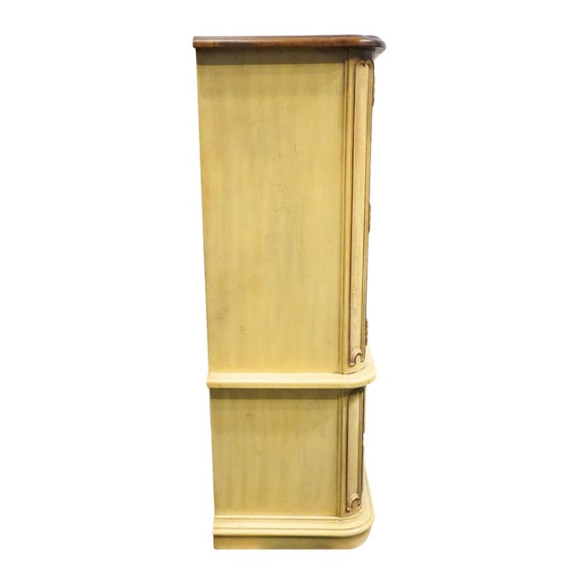 Stanley Furniture Solid Pecan Antiqued Yellow Cream Painted Mediterranean 39" Door Chest 4723-42 For Sale - Image 13 of 14