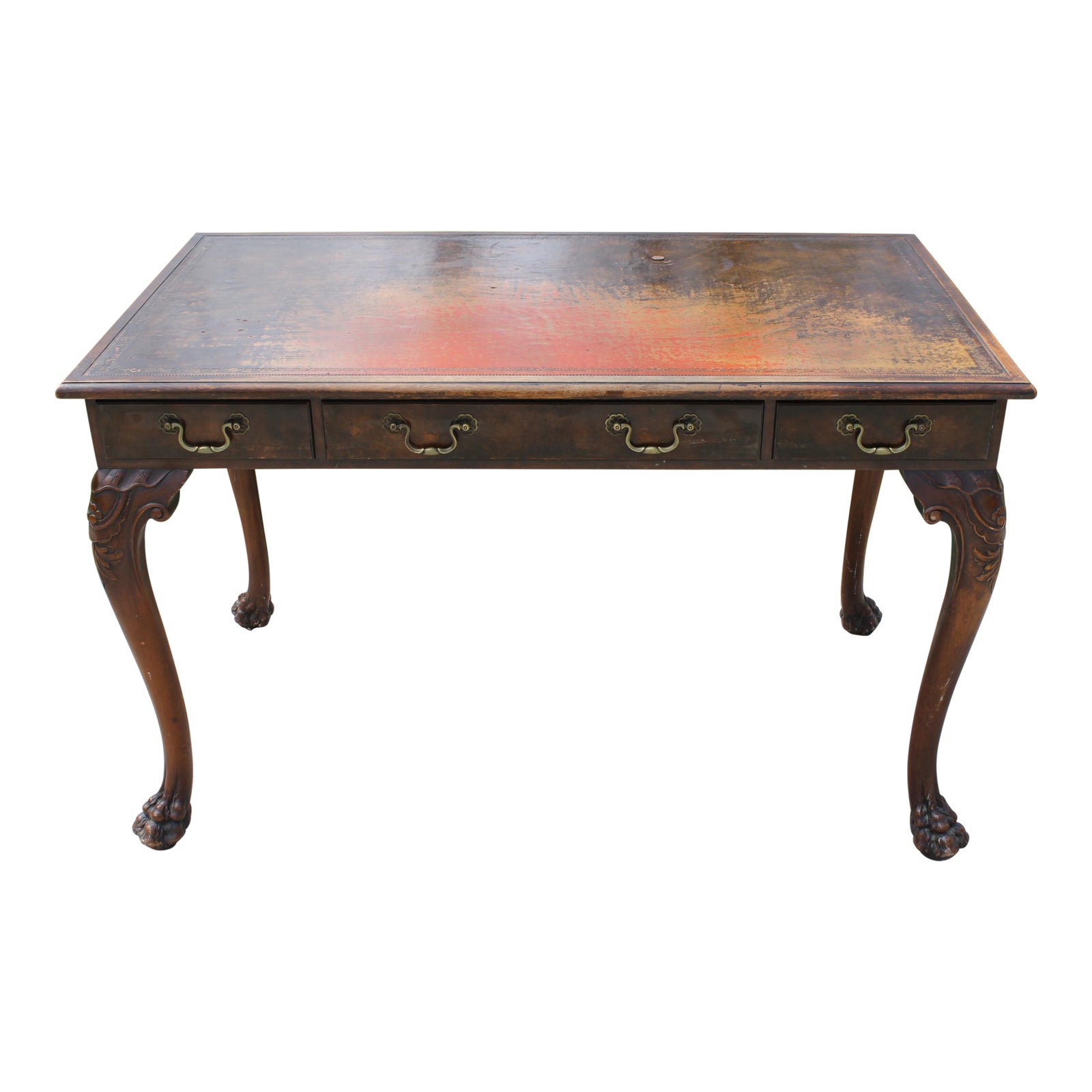 Antique Leather Top Claw Foot Writing Desk Chairish