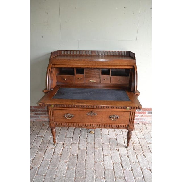 Antique Oak Cylinder Desk For Sale - Image 11 of 11