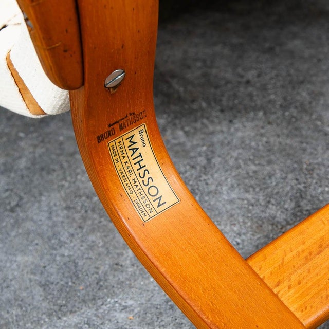 Brown Mid Century Danish Modern Lounge Chair Bruno Mathsson Eva Armchair White MCM For Sale - Image 8 of 12