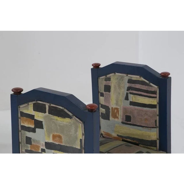 Set of Futurist Stools in Blue and Red attributed to Fillìa Luigi Colombo, 1925 For Sale - Image 9 of 10