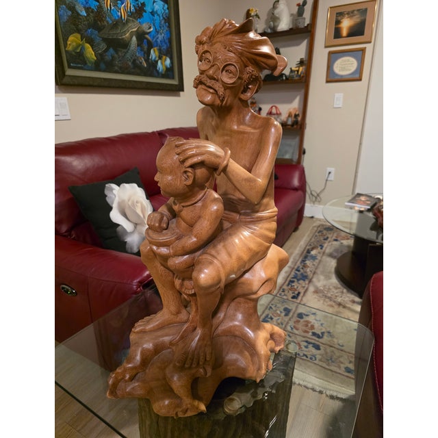Wood Mid-Century Balinese Modernist Hand-Carved Hardwood Sculpture Attributed to Ketut Rodja For Sale - Image 7 of 12