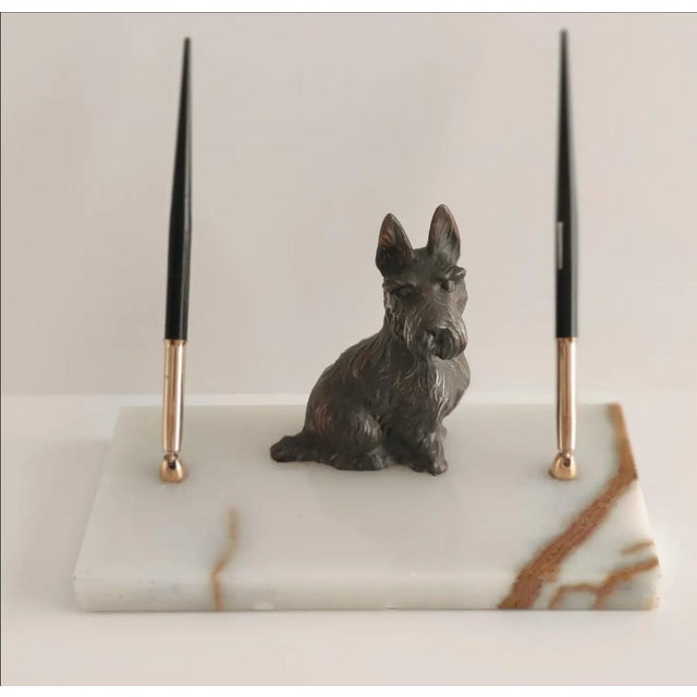 LIMITED TIME OFFER ENDS SOON! For Your Consideration. . . Beautiful vintage Scottish Terrier dog pen desk set. The...