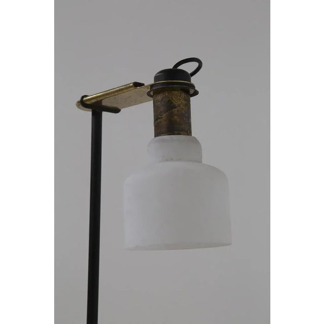 Black Vintage Italian Brass and Opal Glass Floor Lamp from Oluce, 1950 For Sale - Image 8 of 12