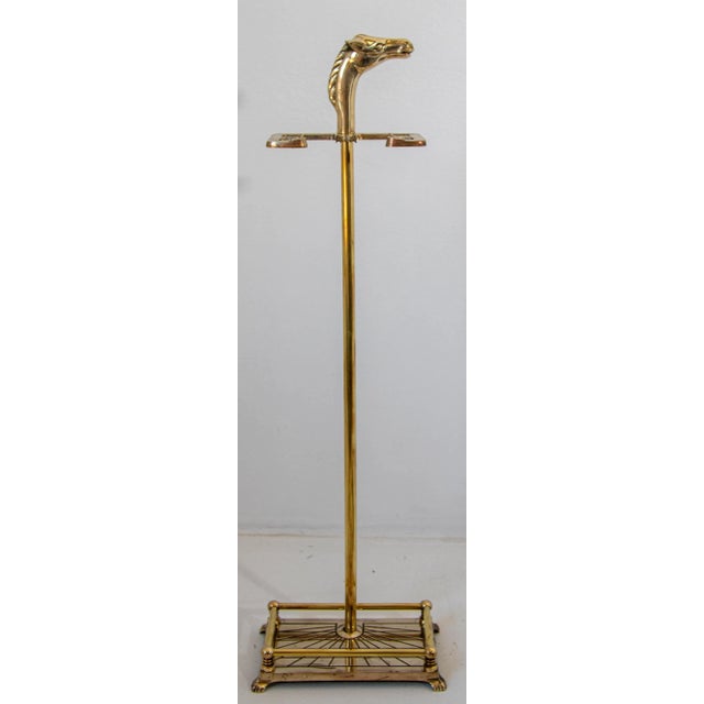 Metal Vintage French Brass Horse Head Fireplace Tool Set, Jansen Style, 1940s For Sale - Image 7 of 14