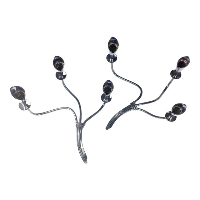 1970s Hans Jenson Silver Mid Century Modern Candle Holders For Sale