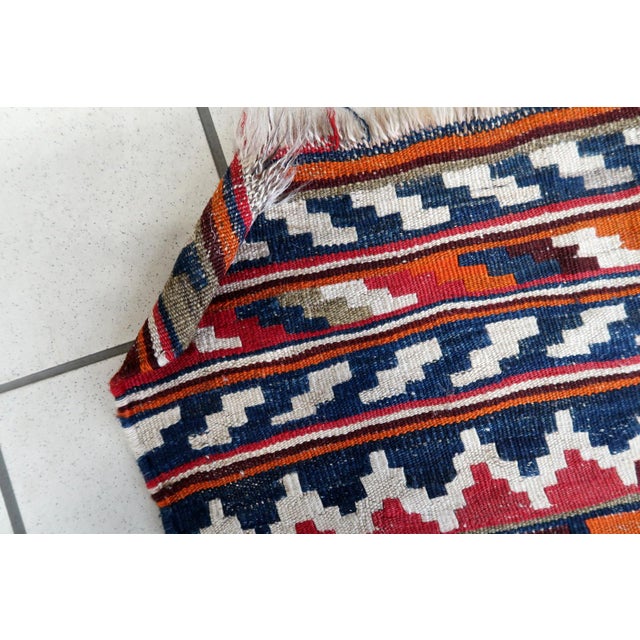 Antique Persian Ardabil Kilim Rug | Tribal Geometric Motifs | Handwoven Wool Flatweave | c. 1930s | 4.5' x 6.5' (137 cm x...