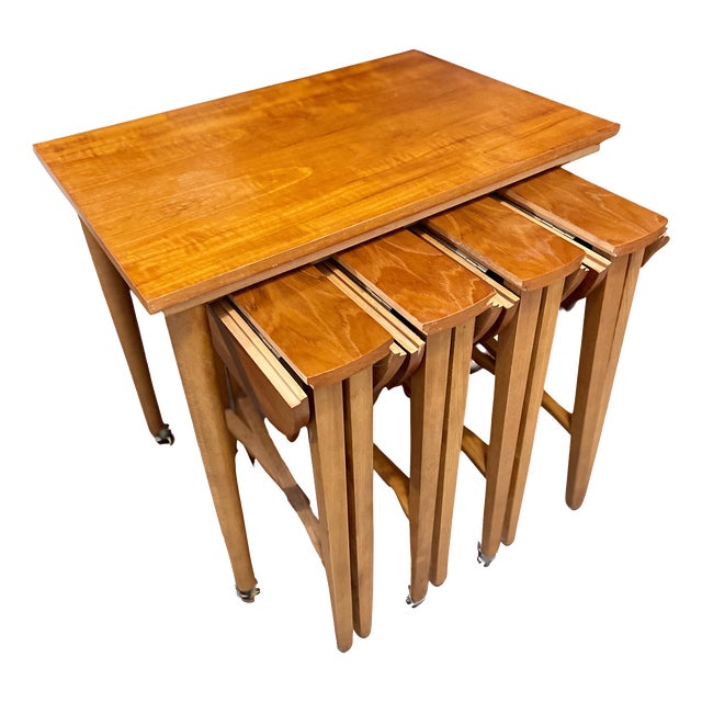 Vintage Nesting Tables in Teak by Poul Hundevad for Novy Domov, 1960s, Set of 5 For Sale