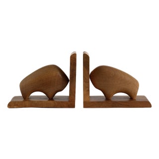 Sculptural Walnut Bookends, 1960s, Set of 2 For Sale