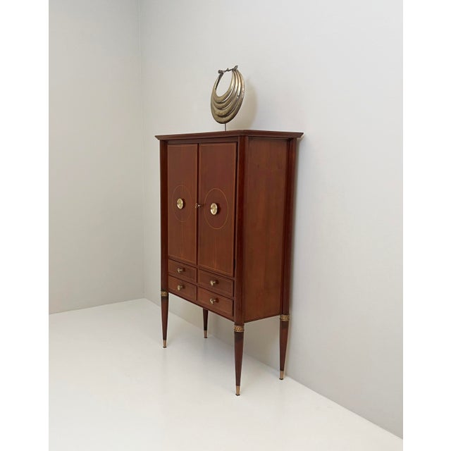 Wood & Brass Bar Cabinet, 1950s, in Flawless conditions. Designed 1950 to 1959