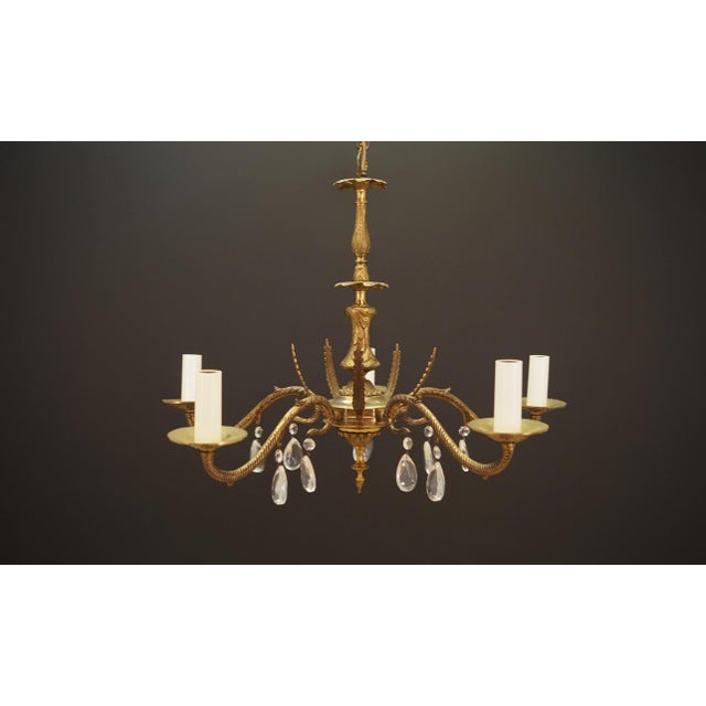 Gold Danish Brass Chandelier, 1960s For Sale - Image 8 of 8