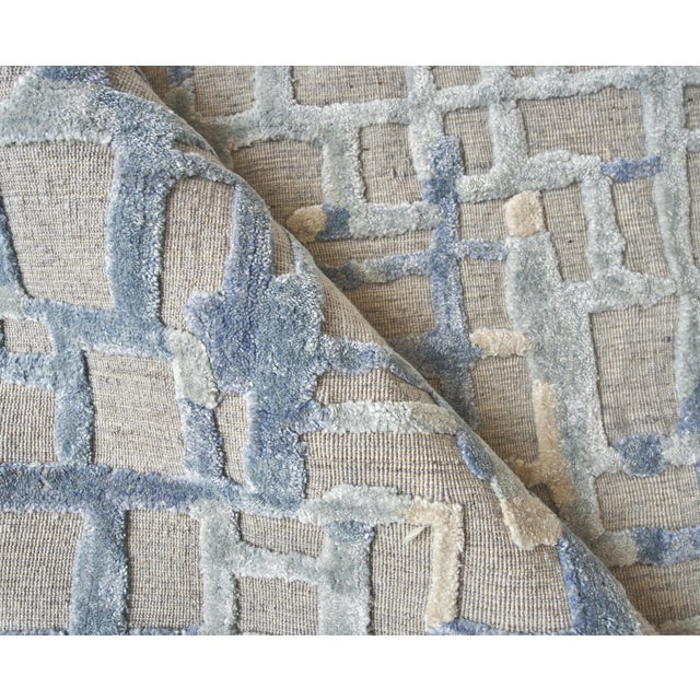 Exquisite Rugs Exquisite Rugs Vista Handmade New Zealand Wool & Bamboo Silk Gray/Blue Rug-9'X12' For Sale - Image 4 of 7