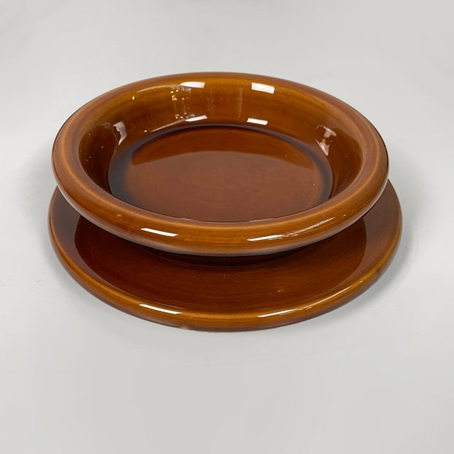 Mid-Century Modern Italian Brown Ceramic Tableware by F. Bettonica for Gabbianelli, 1970s, Set of 14 For Sale - Image 9 of 18