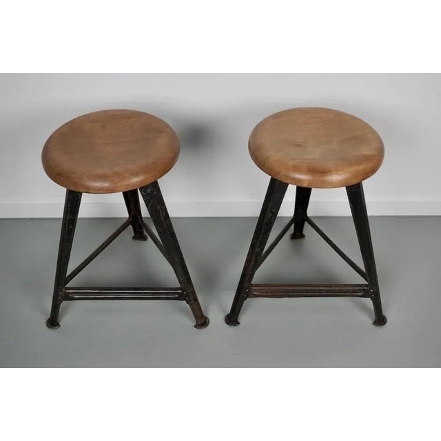 Set of Industrial Steel Factory Stools from Rowac Robert Wagner Chemnitz, 1930s For Sale - Image 11 of 12
