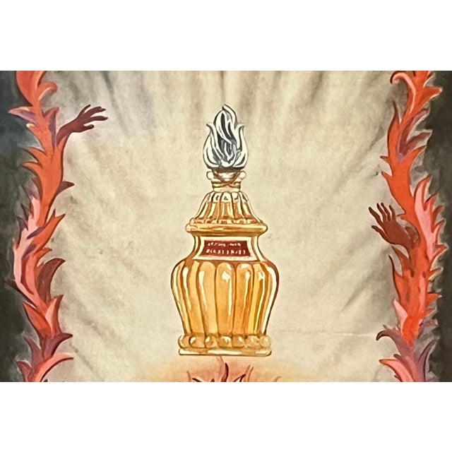 Framed advertisement from 1940s from Diableries by LT Piver, a French perfume and luxury cosmetics brand. Image dimension...