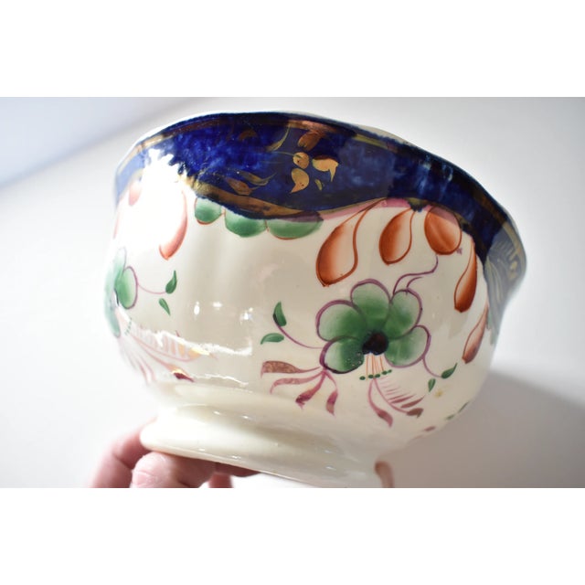 Rose Antique 19th-Century Gaudy Welsh Rose Luster Tea Leaves Waste Bowl For Sale - Image 8 of 9
