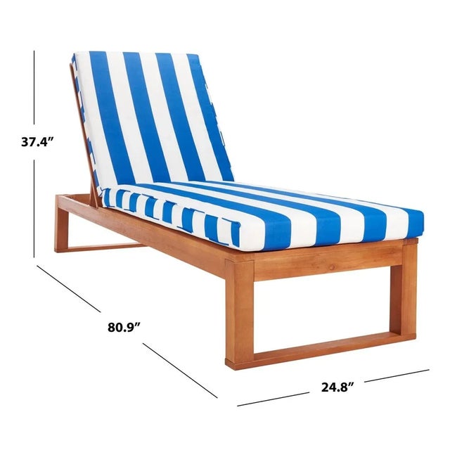 Solano Sunlounger - Natural/Royal Blue Striped For Sale In Philadelphia - Image 6 of 12
