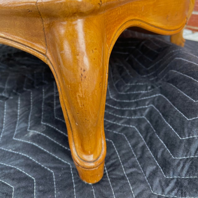 Vintage Baker Furniture French Country Ottoman in Tan & Fruitwood For Sale - Image 11 of 12