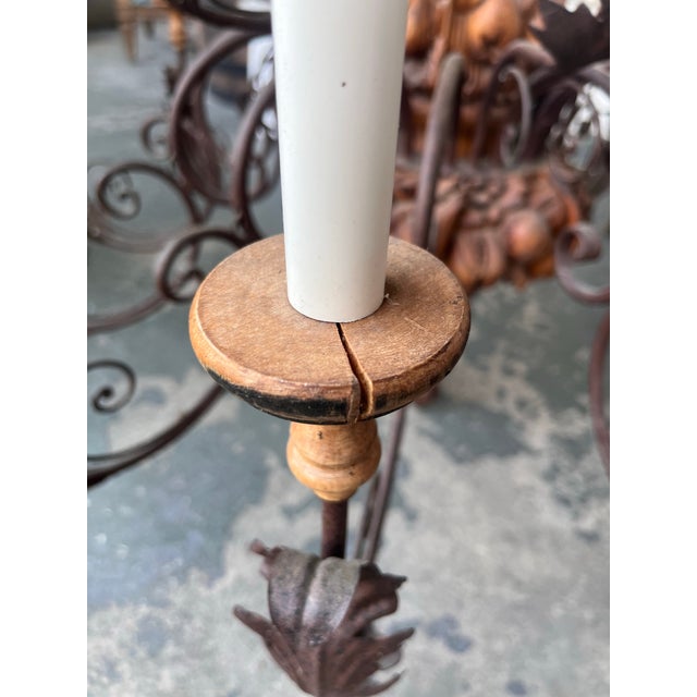 Brown Late 20th Century Country French Hand Carved Wood With Scrolling Wrought Iron Arms For Sale - Image 8 of 8