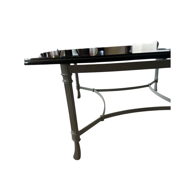 Late 20th Century Attributed to LaBarge Neoclassical Glass Coffee Table in Custom Château Grey Finish For Sale - Image 10 of 10