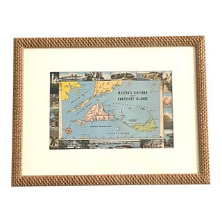 Vintage Nantucket Marthas Vineyard Large Postcard Framed For Sale