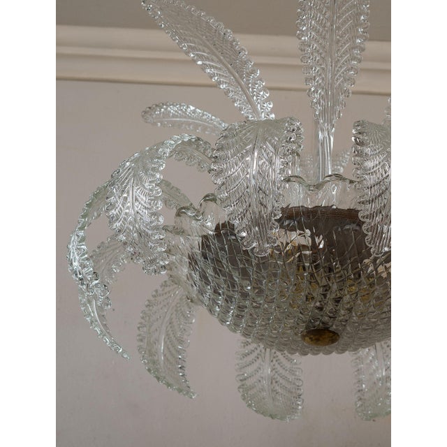 Vintage Art Deco Murano Glass Chandelier with Eighteen Leaves by Ercole Barovier, 1930s For Sale - Image 16 of 18