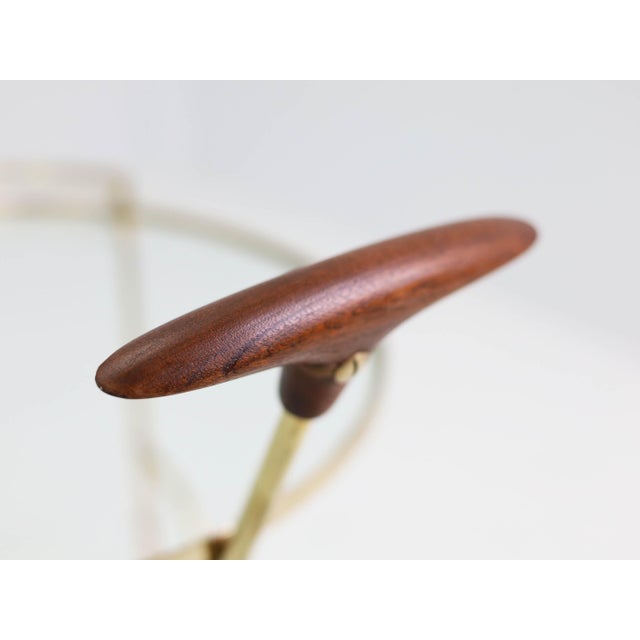 Mid-Century Modern Serving Cart with Turned Wooden Handle attributed to Max Ingrand for Fontana Arte, Italy, 1960s For Sale - Image 3 of 10