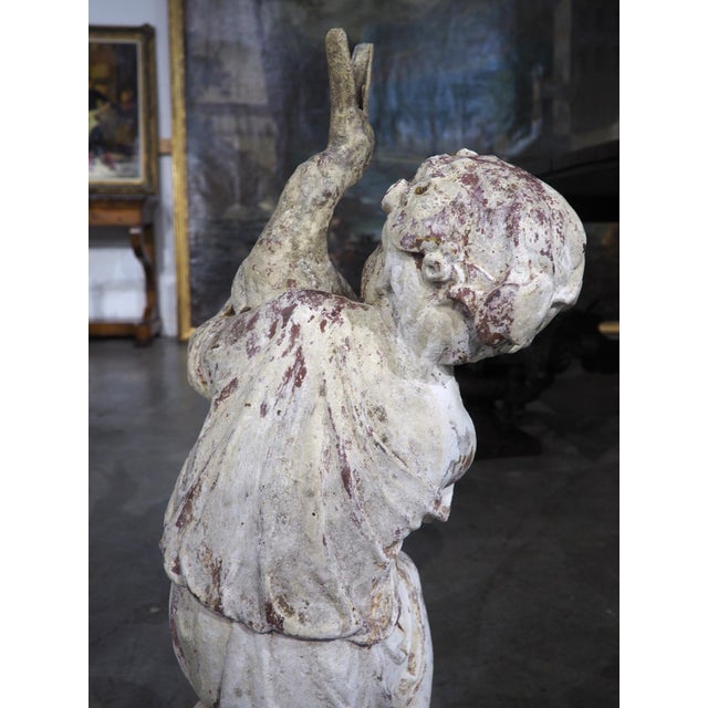 Metal A French 19th Century Painted Cast Iron Fountain Figure, ‘Enfant Au Canard’ For Sale - Image 7 of 18