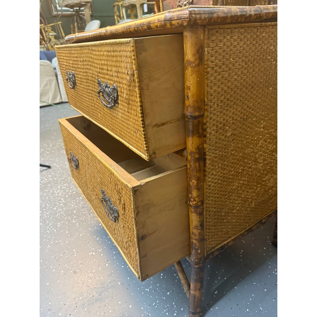 Antique Victorian Tortoiseshell Bamboo Chest of Drawers With Vanity For Sale - Image 11 of 12