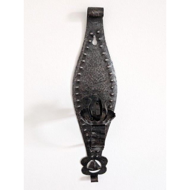 Vintage Spanish Brutalist Wrought Iron Wall Sconce, 1960s For Sale - Image 11 of 13