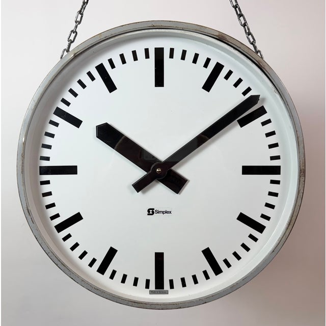 1960s Large Industrial Double Sided Factory Clock from Simlex, 1960s For Sale - Image 5 of 18