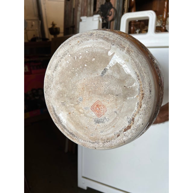 Mid Century Asian Umbrella/Cane Stand With Gold Accents Rose Medallion Style For Sale - Image 11 of 13