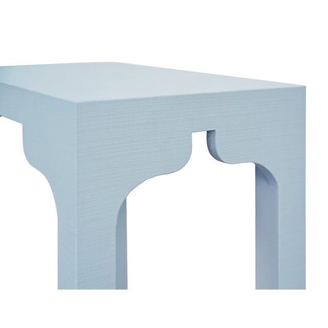 Not Yet Made - Made To Order Matthew Izzo Home Hannah Light Blue Linen Occasional Table For Sale - Image 5 of 6