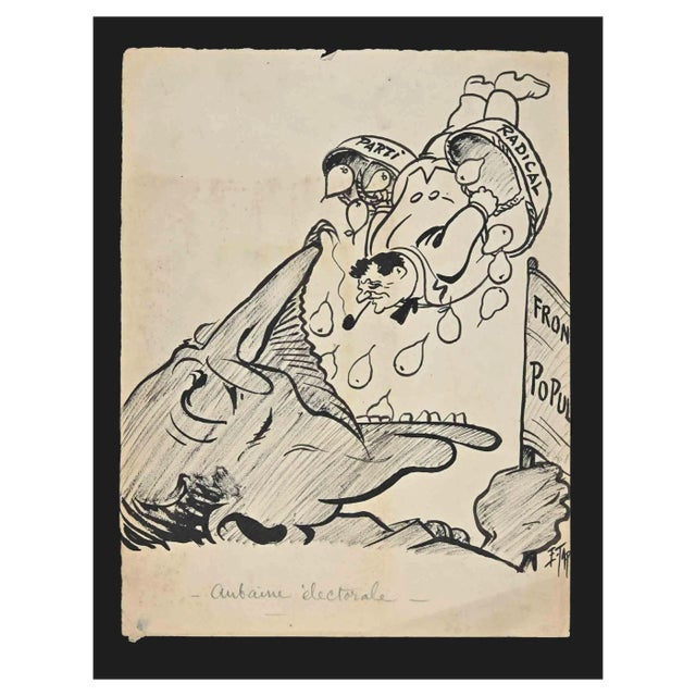 Edmond Tapissier, Election, Original Drawing, Early 20th-Century For Sale