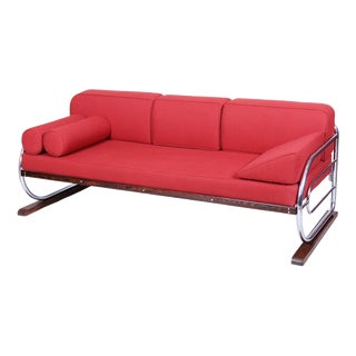 Bauhaus Sofa in Chrome-Plated Steel by Robert Slezák, Czech, 1930s For Sale