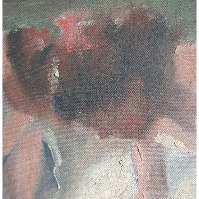 White Ballerina Dancers Degas Style Mid Century Oil Painting Original For Sale - Image 8 of 12